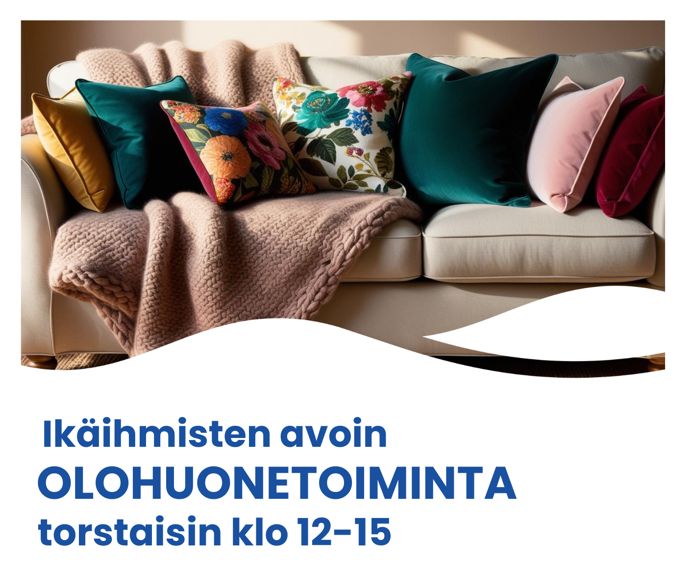 Ikäihmisten avoin olohuone kuvituskuva
