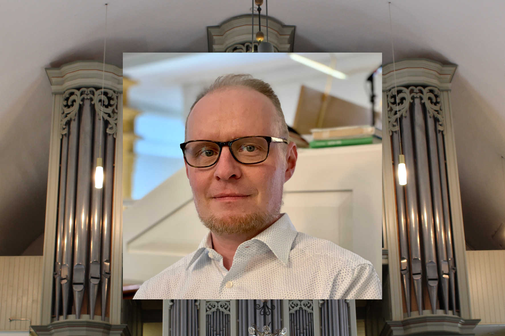 Urkukonsertti: Pekka Piironen Pekka Piirosen valokuva ja kuva Janakkalan kirkon uruista