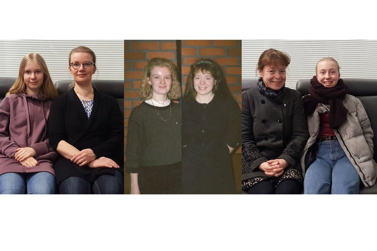 Äidit ja tyttäret: Amanda, Kaisa, Kaisa ja Helmi.