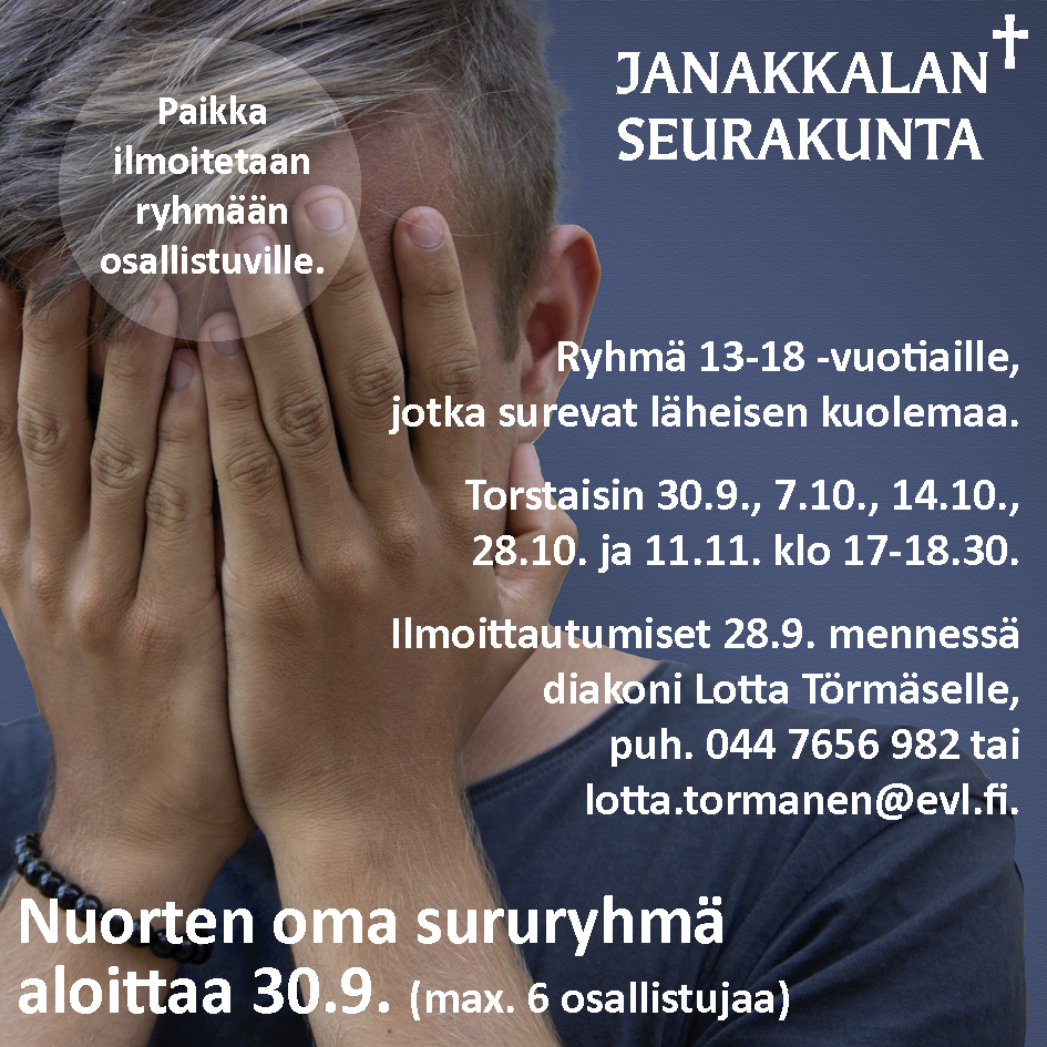 Nuori poika on peittänyt kasvonsa käsillään